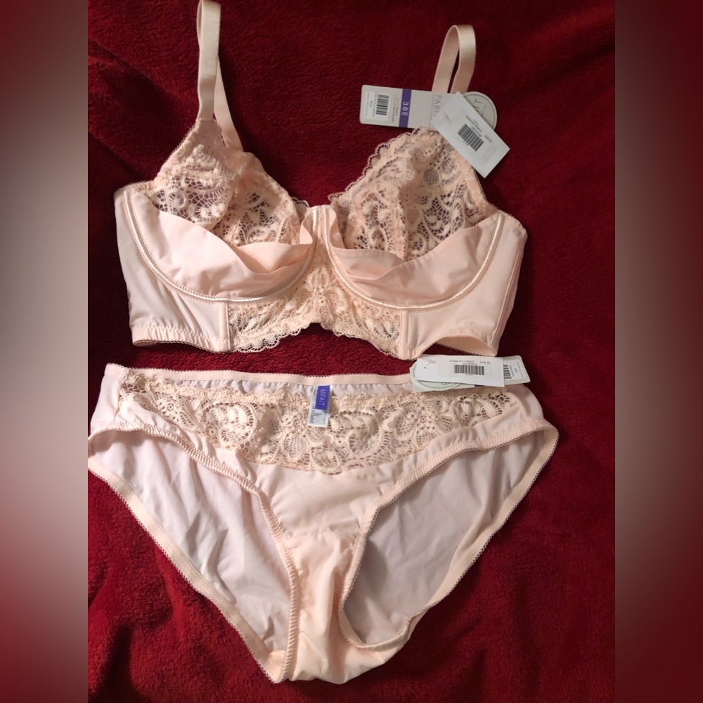 Parfait Lingerie Pale Blush Bra & Panty Set - Size 38E/Large - New With Tags